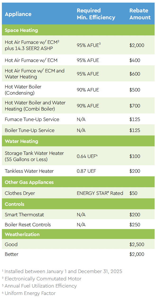 2025 Rebate table 